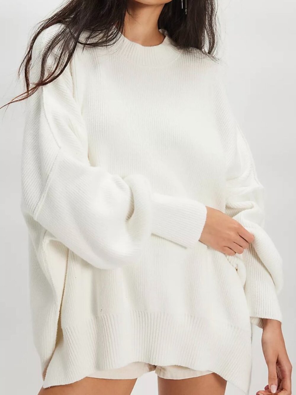 NEW - Free People White Slouchy Oversized Knit Sweater - Size M